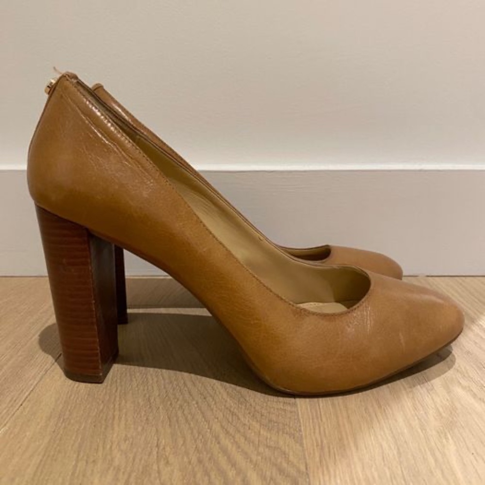 Michael Kors Leather Wooden Block High Heels